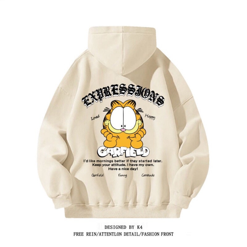American Fashion Cartoon Garfield Printed Hooded Sweatshirt for Lovers Casual Autumn and Winter Ins Jacket for Men American Fashion Cartoon Garfield Printed Hooded Sweatshirt for Lovers Casual Autumn and Winter Ins Jacket for Men