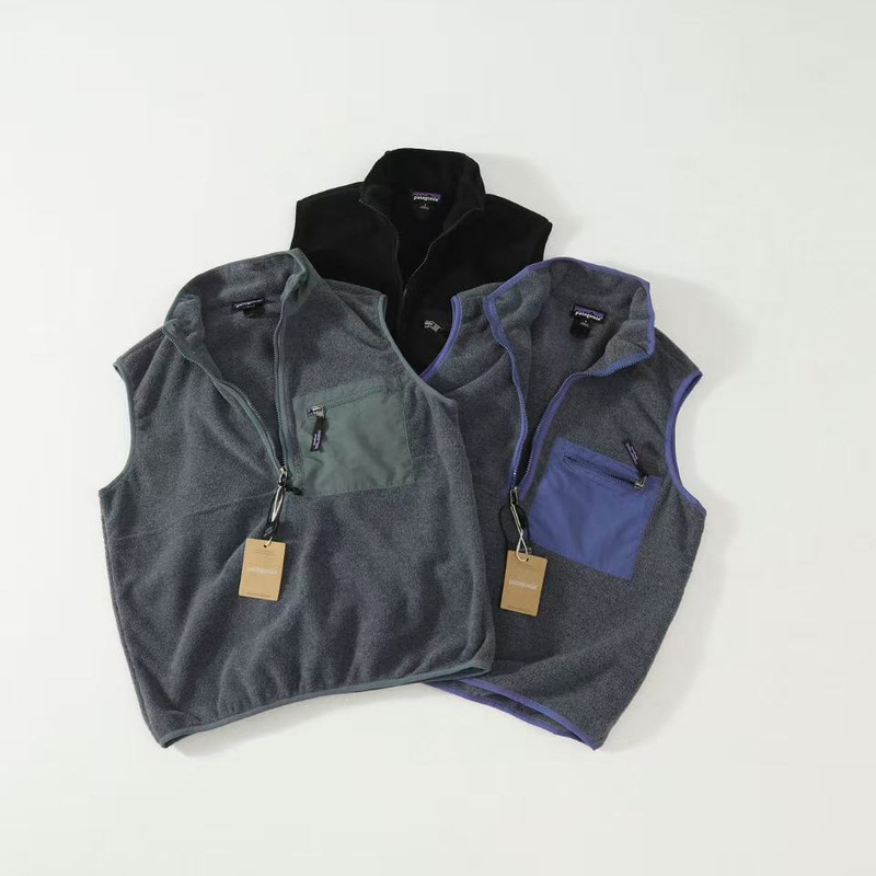 P@Ta Men's Outdoor Mountain Style Casual Fleece Stand Collar Vest Couple's Versatile Trendy Fashion