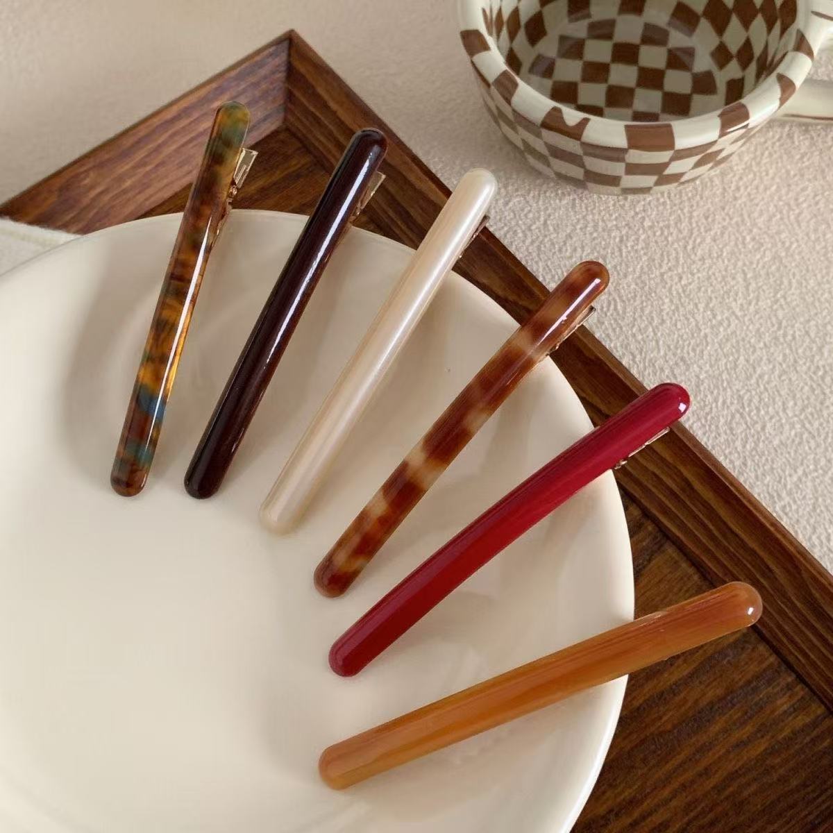 Acetic Acid Duckbill Clip Women's Side Bangs Clip Haircut Hairpin Broken Hair Finishing Clip One-word Clip Hairpin Headwear New Style