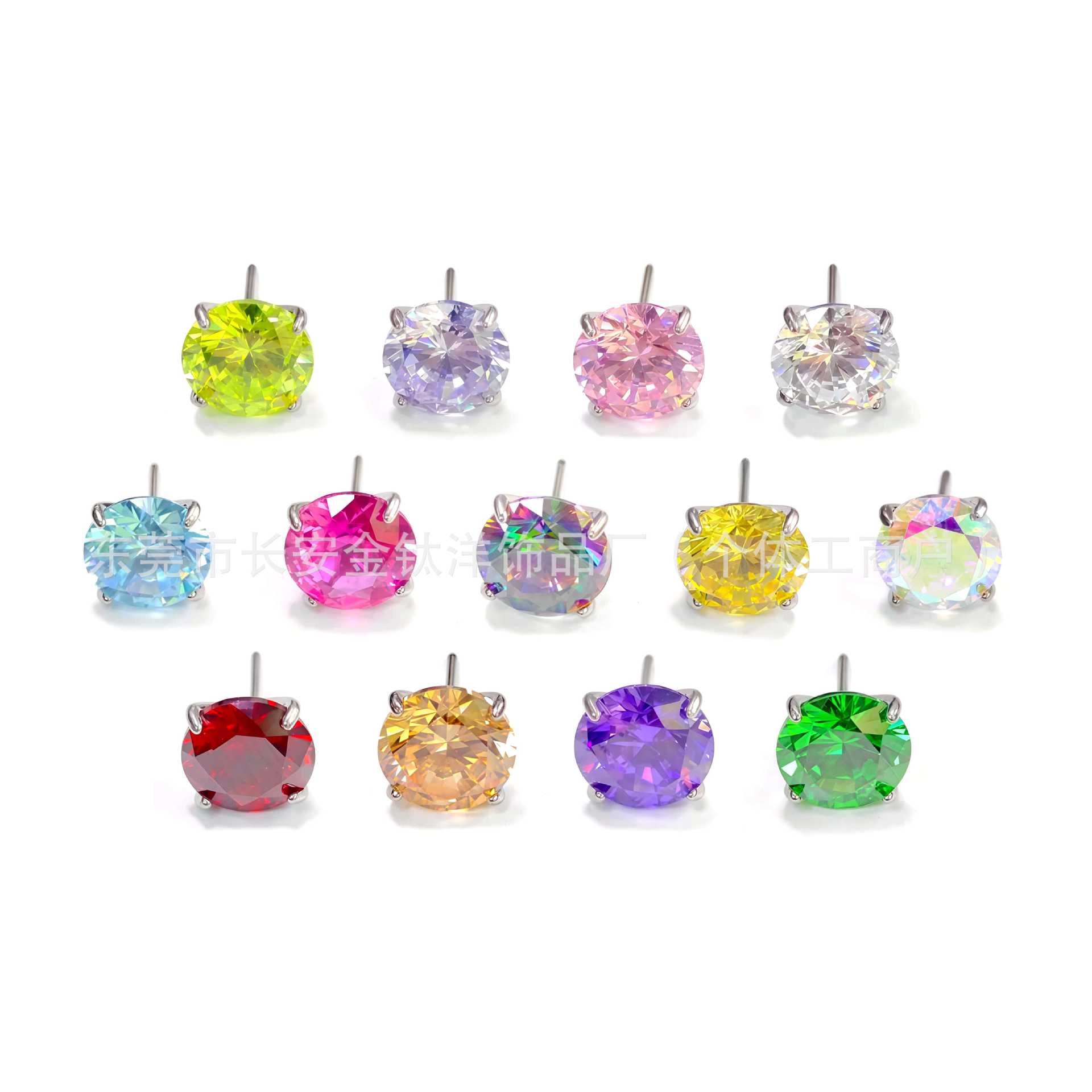 F136 Titanium Pin-Style Claw-Set 5A Zircon Lip Stud Nose Stud Ear Stud G23 Titanium Alloy Piercing Jewelry detail image 8