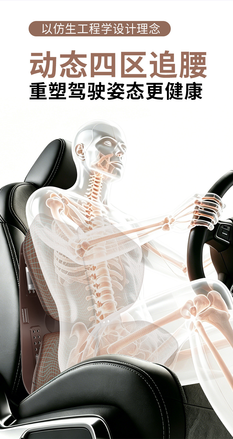 Ergonomic Car Lumbar Support Cushion for Long Sitting, Driving, and Office Use
