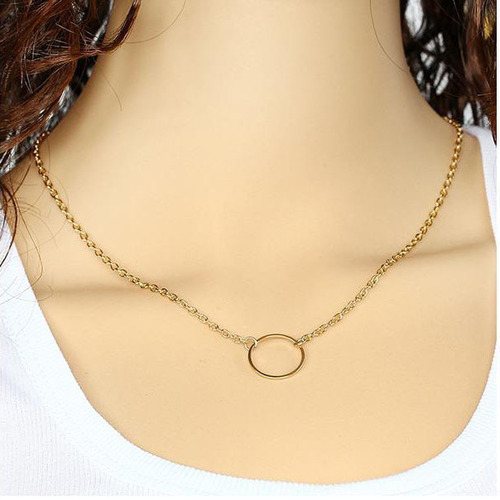 Small circle clavicle chain pendant, simple short versatile necklace for women, fashionable and sweet Japanese and Korean accessories wholesale