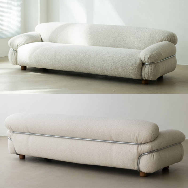 Designer Sesann Medieval Bauhaus Living Room Casual Fabric Steel Ring Straight Row Cashmere Single, Double and Three-Seat Sofa