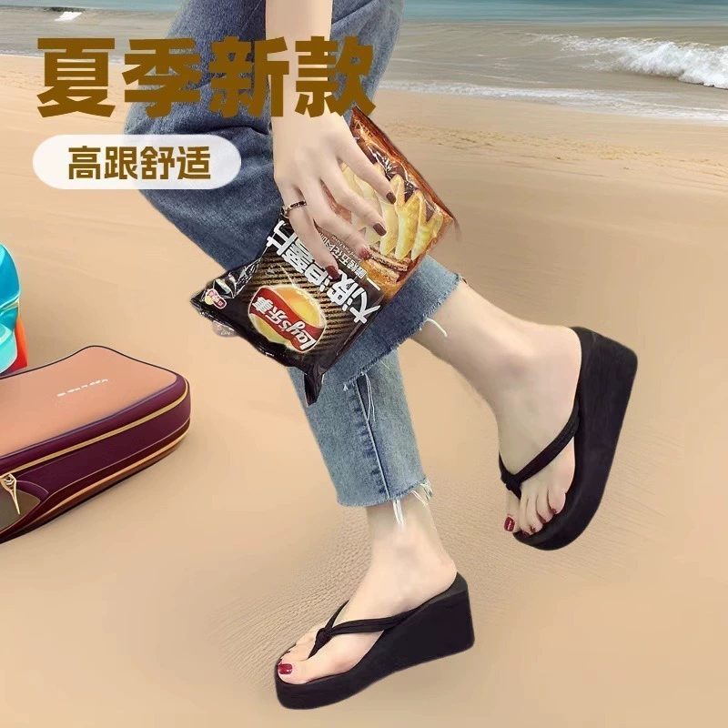 Шлепанцы, летняя обувь на высоких каблуках, сандалии на платформе, слайд, тапочки, европейский стиль