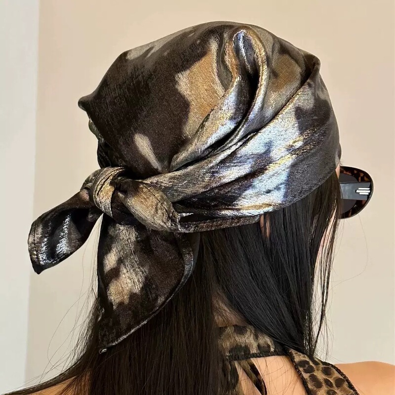 2025 new liquid silver laser hot girl turban spicy cool square y2k breast hip hop street style cross-border hot