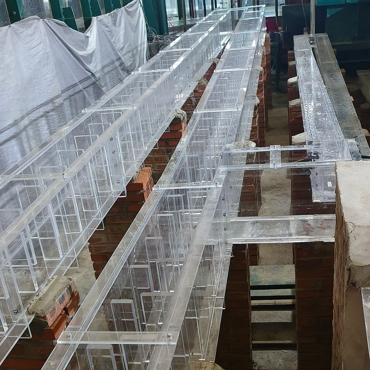 透明亚克力法兰方形管道大型有机玻璃精密实验设备车间圆管