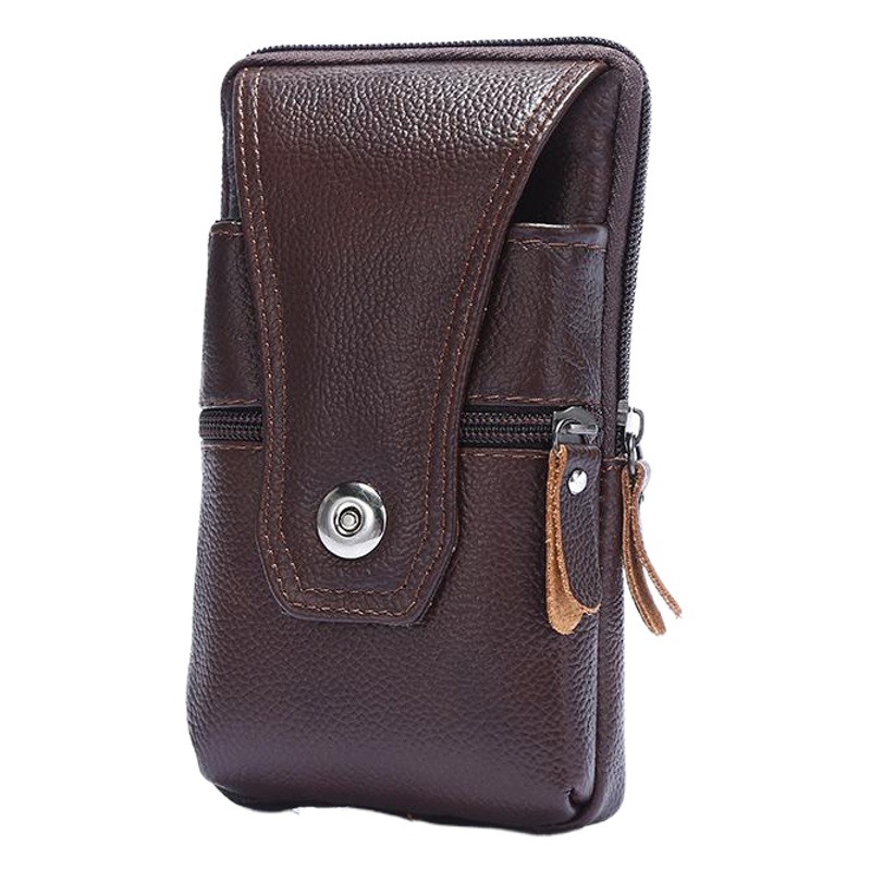 Men's mobile phone bag cowhide business waterproof vertical multifunctional coin purse wear belt waist bag manufacturers wholesale