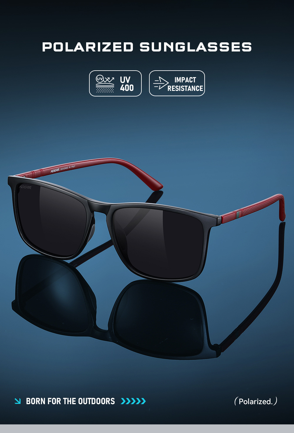 KDEAM New Large Size Square Polarized Sunglasses Outdoor UV Protection Fishing Driving Glasses KD705-PLUS