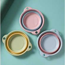 新款硅胶可折叠洗脸盆家用塑料盆便携式旅行压缩折叠盆大号塑料盆