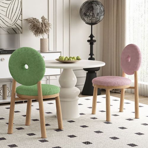 jgz北欧家用餐椅卧室奶油风创意羊羔绒化妆梳妆椅现代简约甜甜圈