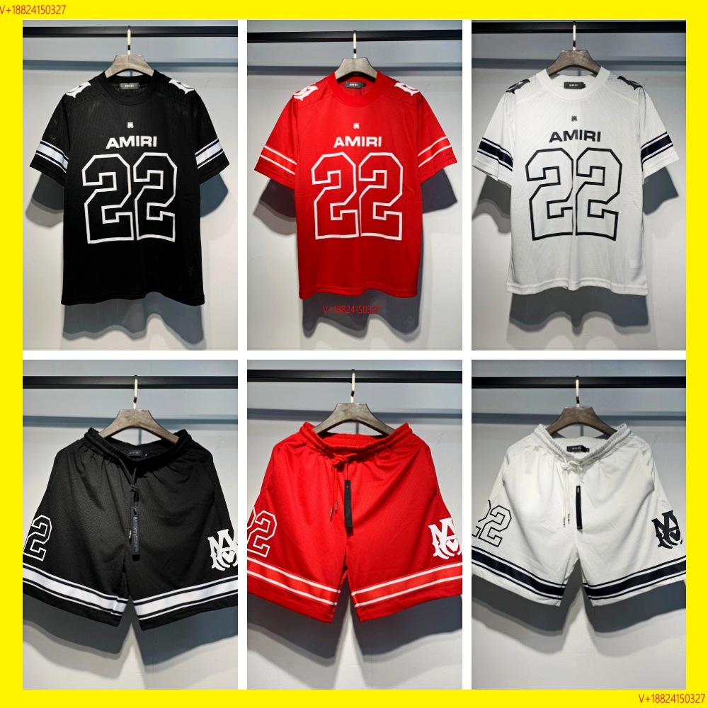 amiri24新款短袖T恤数字22号球衣足球服网眼运动休闲短裤情侣套装
