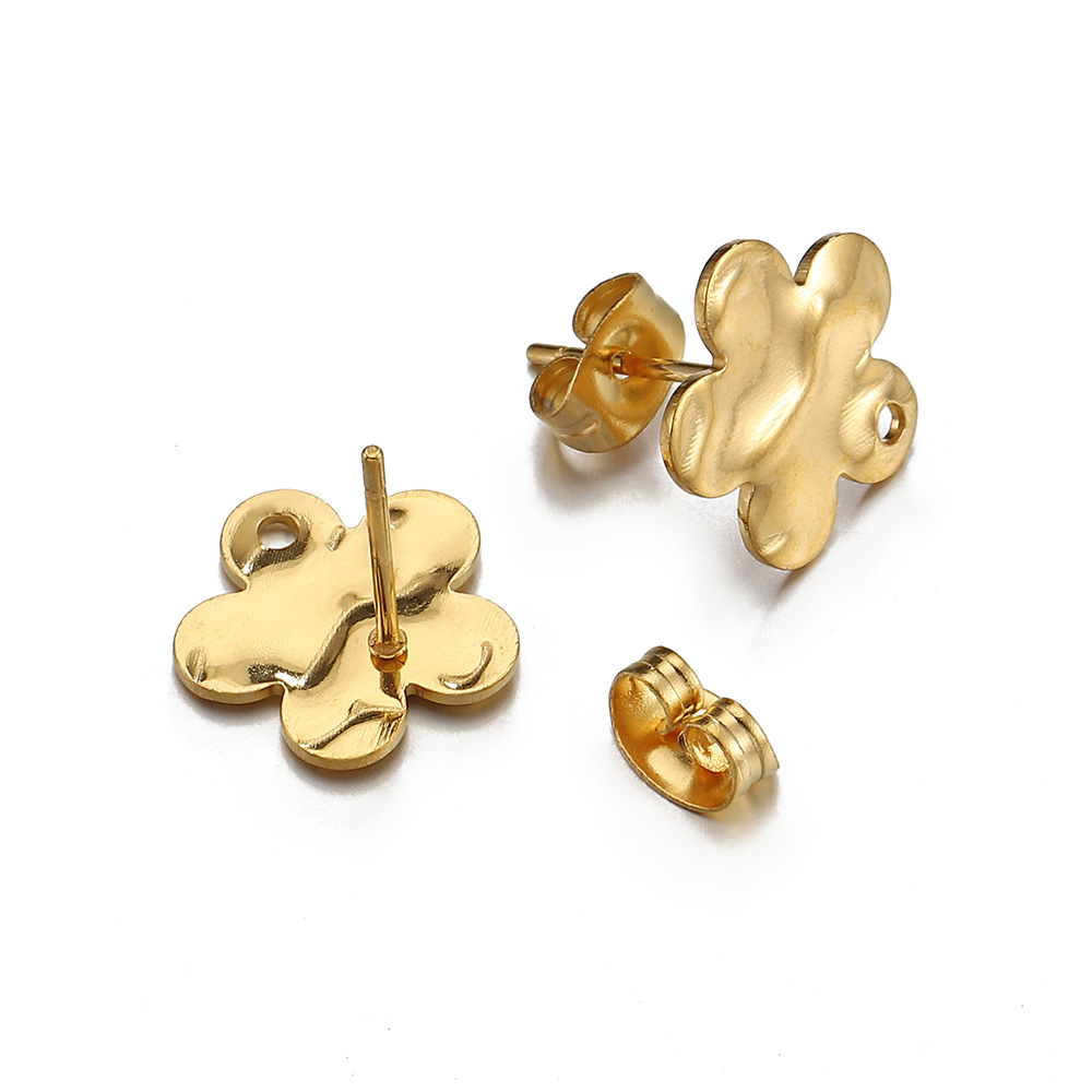10 PCS/Package Quantity 10 PCS/Package 12mm 304 Stainless Steel Flower Earring Findings DIY Ornament Accessories