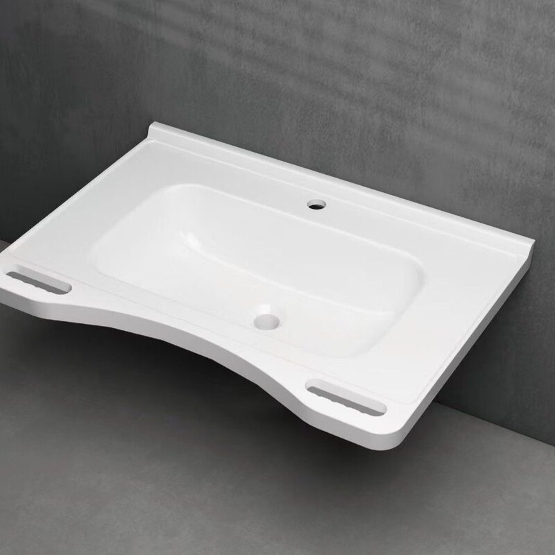 Ceramic Integrated Basin Bathroom Countertop Washbasin for Disabled People, Household Washbasin, Public Washbasin