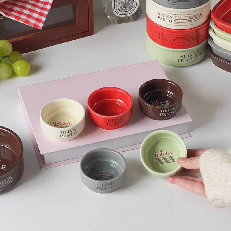 Korean Ins Blogger's Same Retro English Ceramic Seasoning Jam Butter Bowl and High-Looking Small Dish