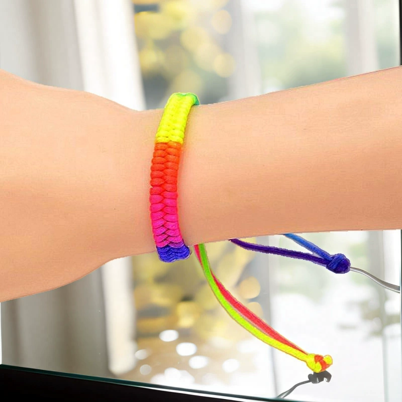 Children's red rope bracelet, hand-woven colorful cord, adjustable length