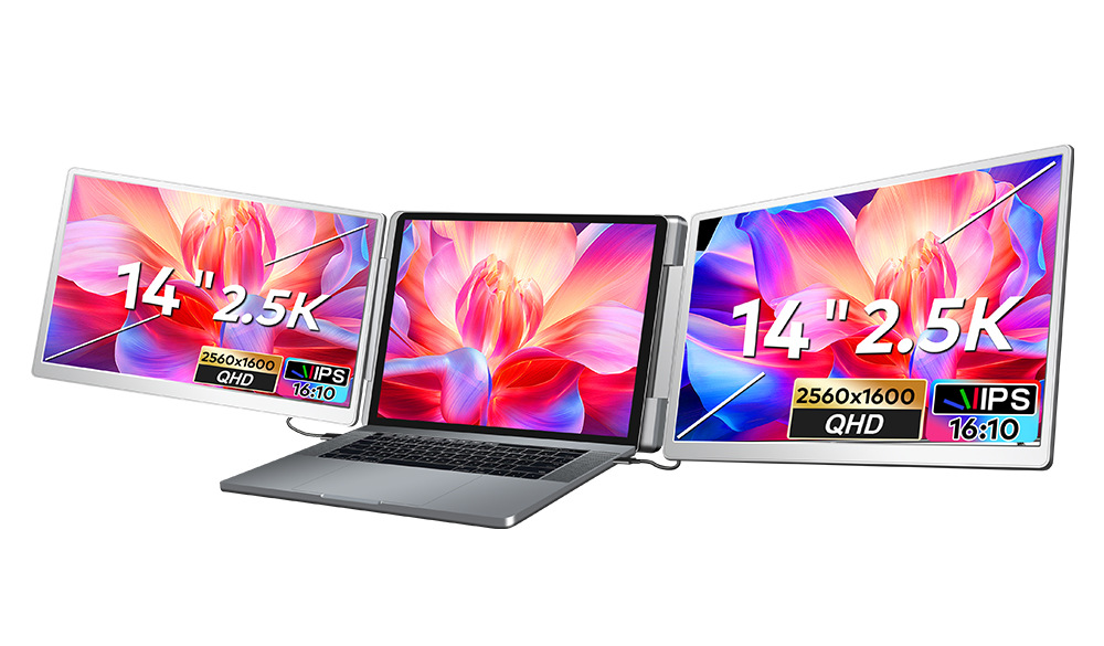 Pantalla portátil de 14 pulgadas tipo de pantalla de doble línea de pantalla de doble pantalla para portátiles