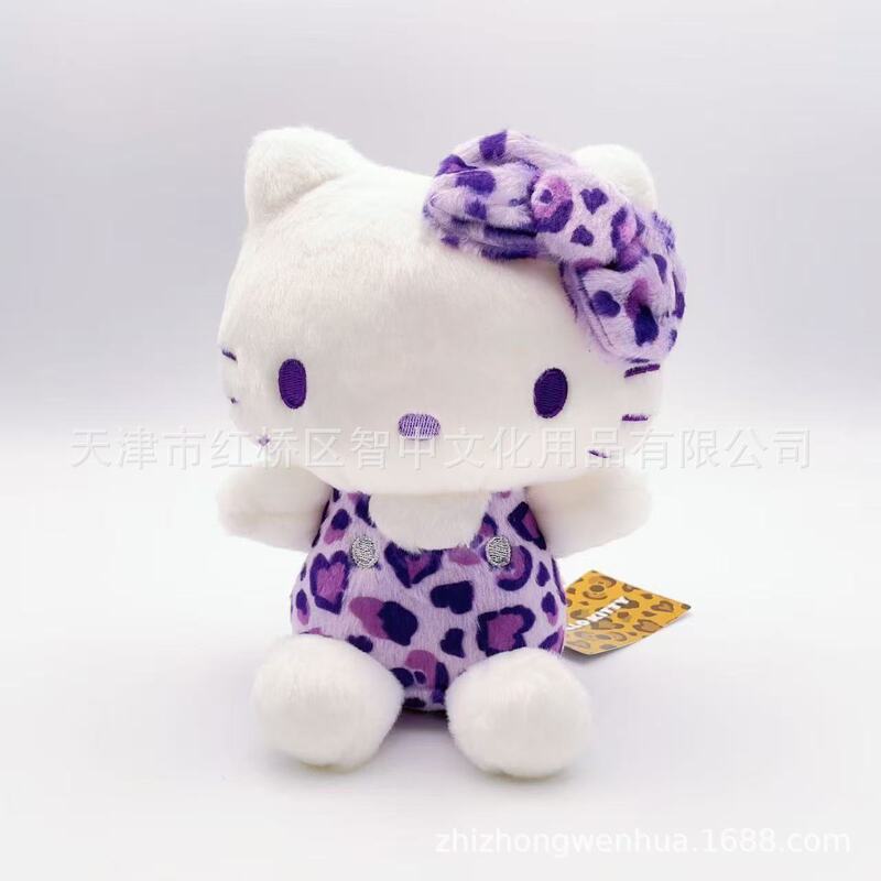 日本Sanrio三丽鸥Hellokitty夏威夷限定款黑皮豹纹毛绒公仔玩偶|undefined