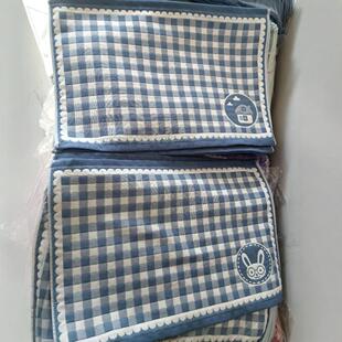 Medium blue student hotel pillow towel a pair of adult lint-free gauze plaid 48*68 plaid wholesale