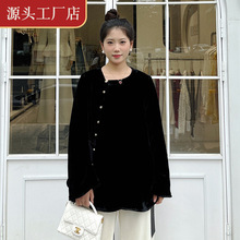 江南采桑子秋冬新款时尚百搭桑蚕丝真丝丝绒棉服外套设计感上衣