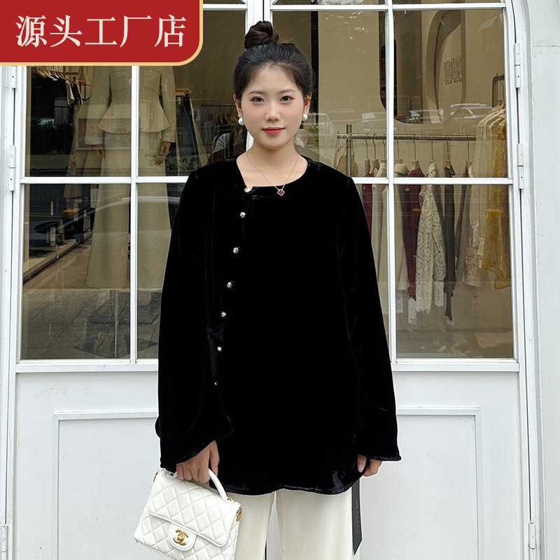 江南采桑子秋冬新款时尚百搭桑蚕丝真丝丝绒棉服外套设计感上衣