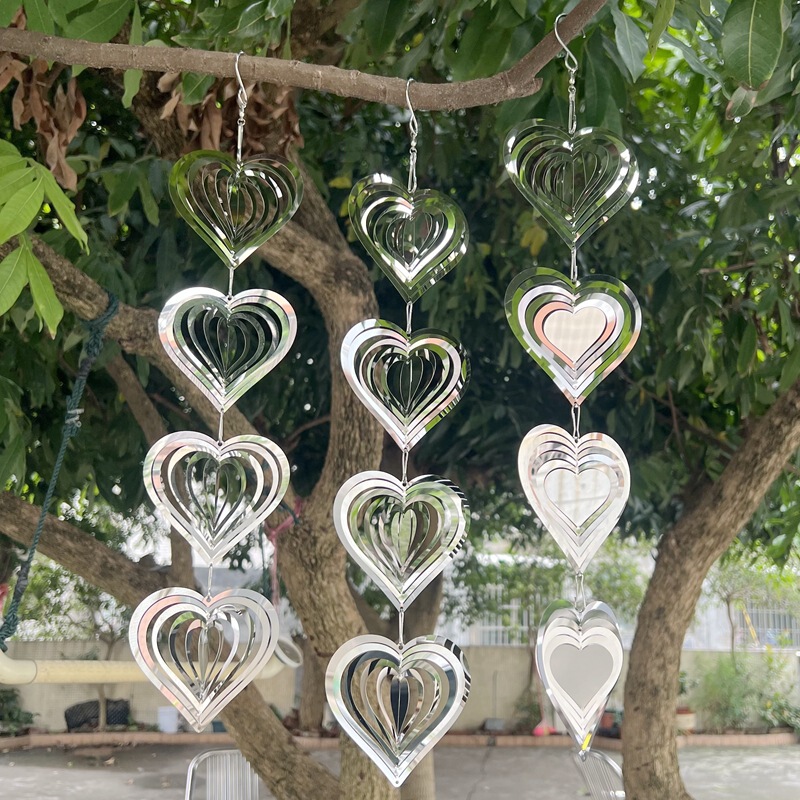 Wind chimes round heart-shaped tornado spiral stainless steel bird repellent ornaments crafts