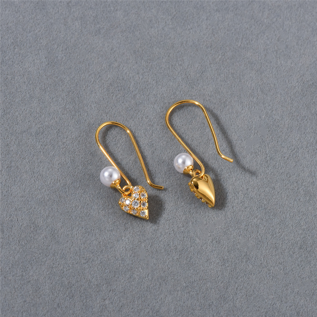 Pendientes colgantes de perlas en forma de corazón con incrustaciones de diamantes, de diseño europeo americano, de alta gama, sencillos y versátiles._voghion.com