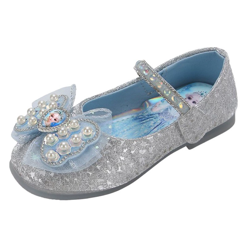 Детская кожаная обувь принцессы 2023, осенняя повседневная обувь со стразами, однослойная обувь на липучке для маленькой девочки в западном стиле