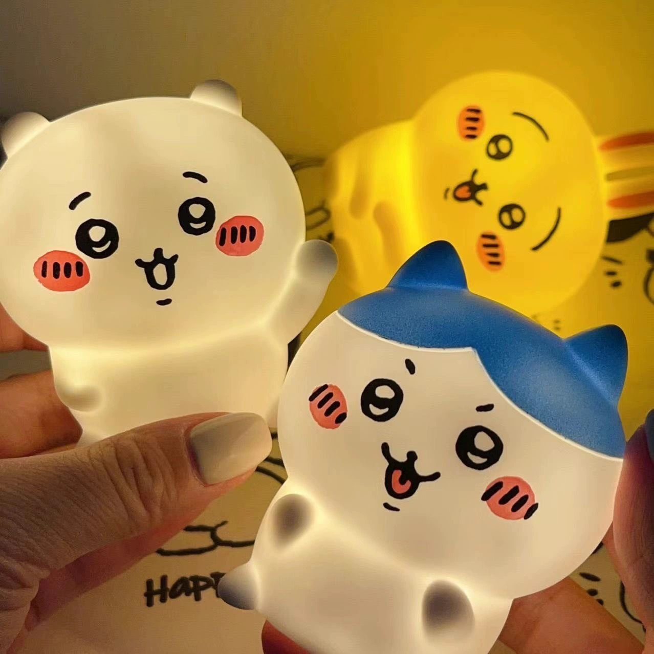 Джи Кава Настольный стол украшение милый кролик маленькая восьмерка эмалированная кукла маленькая ночница светящаяся игрушка