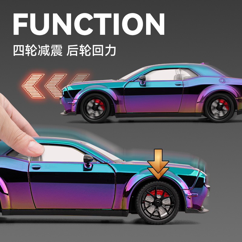 1:24 Hellcat versión de galvanoplastia de aleación modelo de coche deportivo de simulación con sonido de retorno, luz y regalo de niño al por mayor transfronterizo