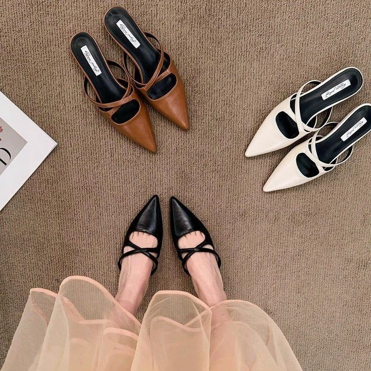 Французские элегантные полусапожки на толстом каблуке, женская обувь, новинка весны-лета 2025 года, заостренный носок, ретро стиль.