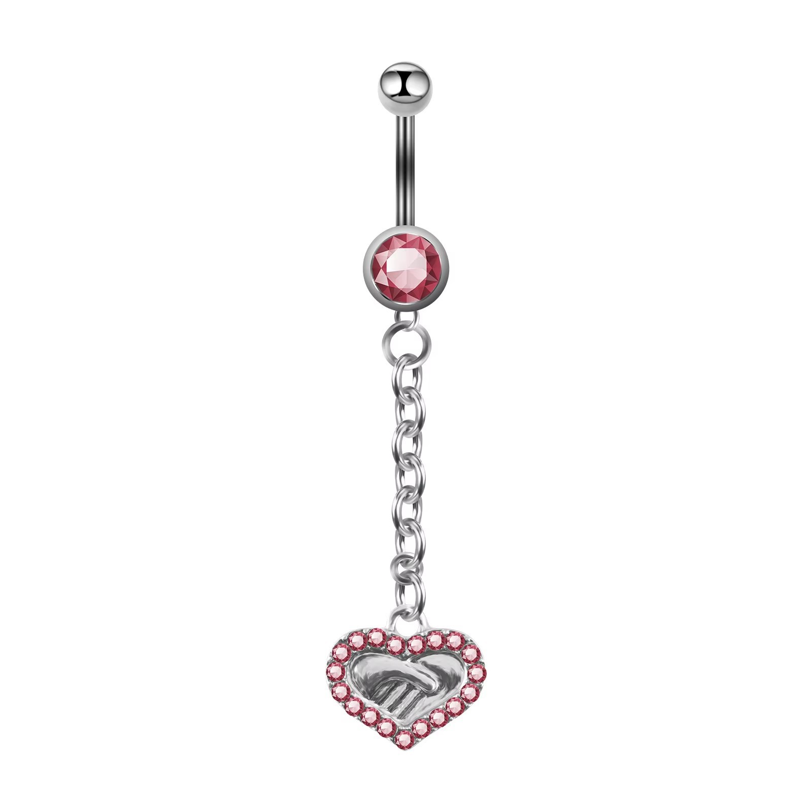 Zirconia Stainless Steel Belly Button Ring Fruit Pink Series_voghion.com
