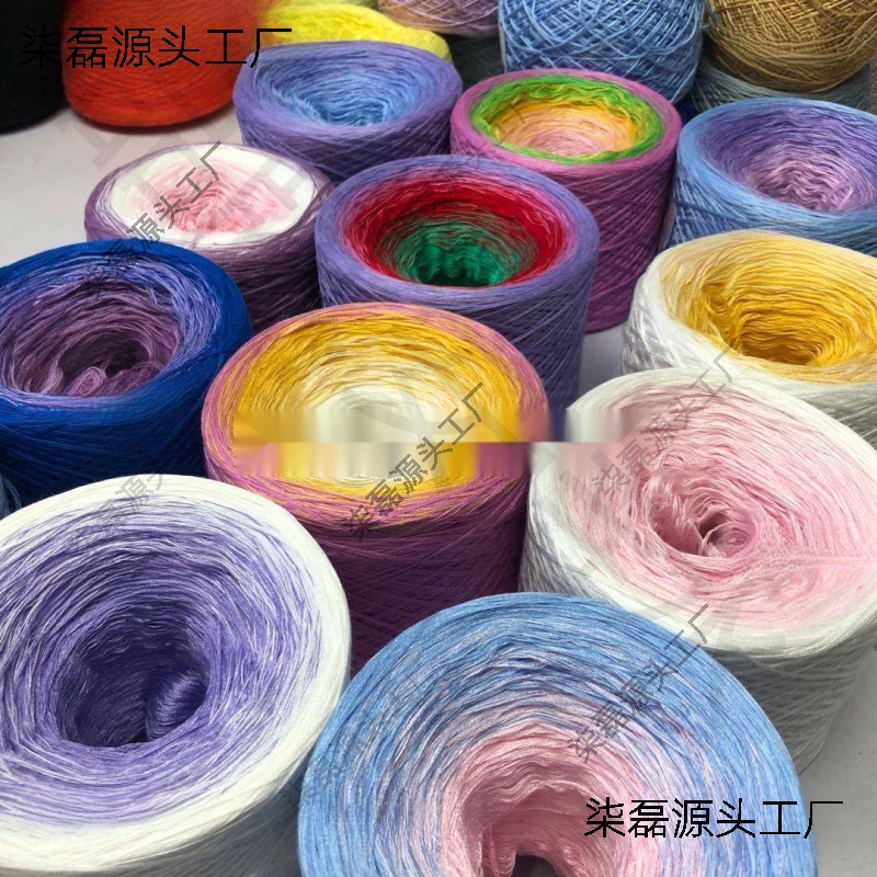 有机蕾丝绵混股妖精线手绕蛋糕线渐变长段染春夏披肩围巾毛垒德株