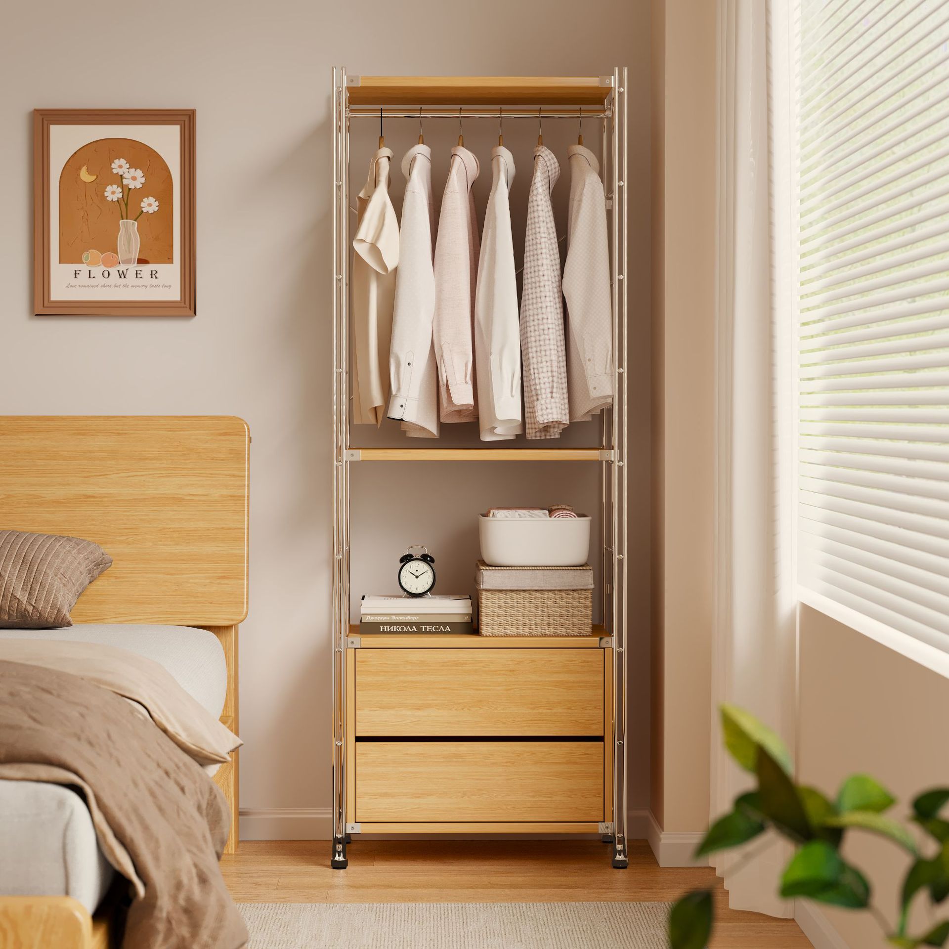 Open Wardrobe Bedroom Floor-Standing Clothes Rack Clothes Storage Rack Cloakroom Clothes Rack Hanging Clothes Rack Coat Rack