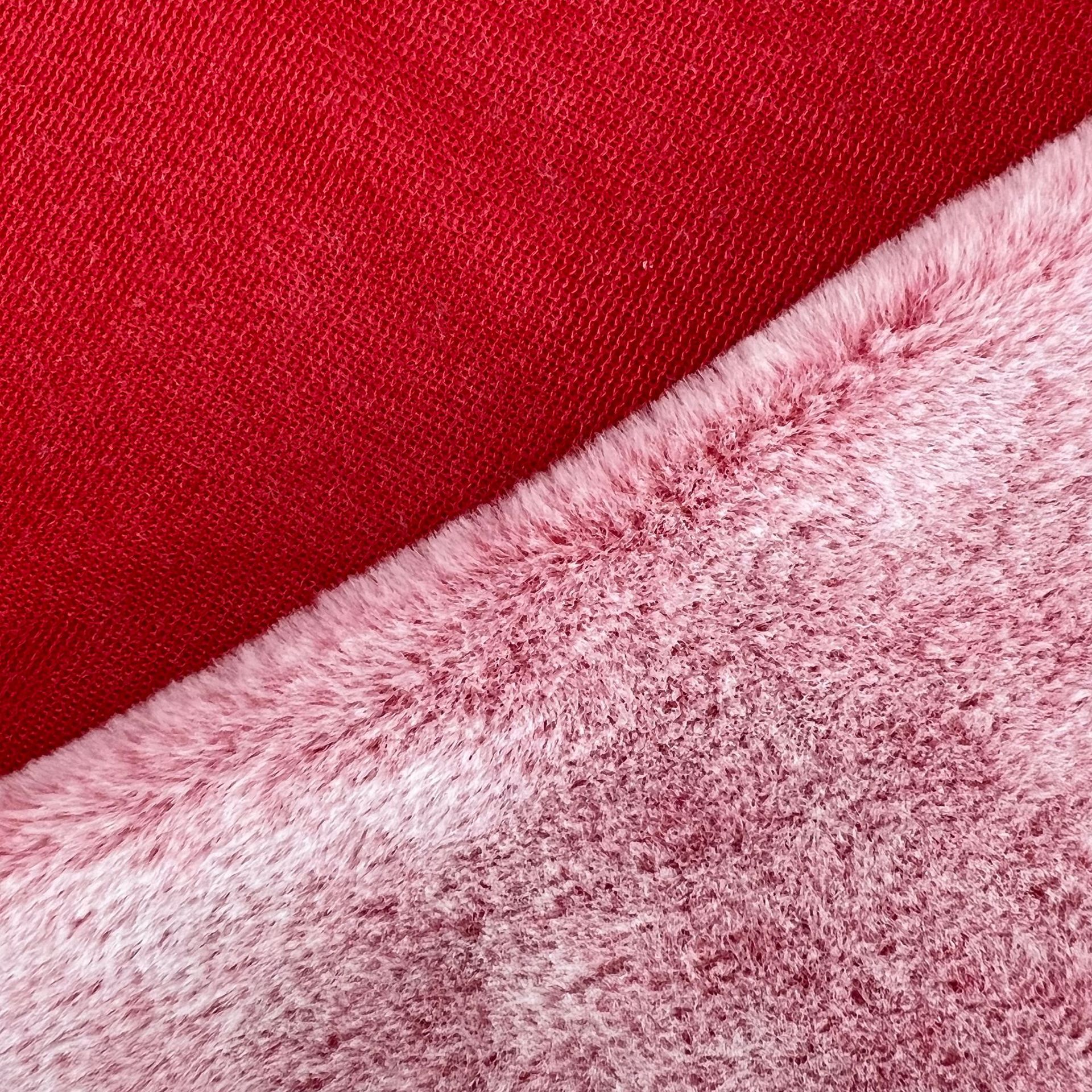 Tela de piel de conejo de dos colores con fondo de impresión trasera en stock