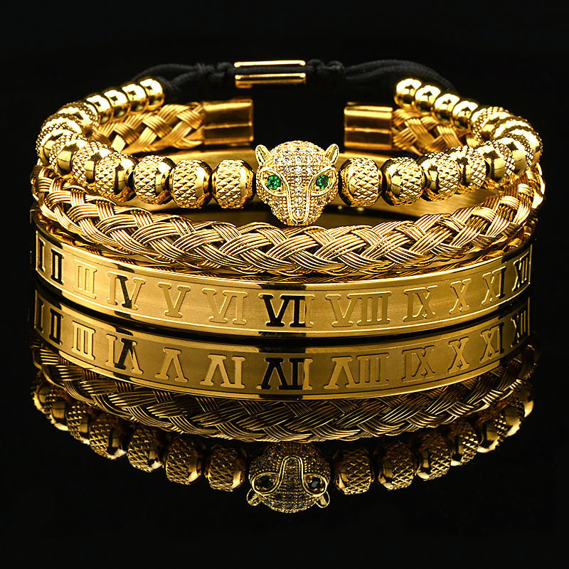 European and American Cross-border Pineapple Bead Leopard Head Zircon Woven Bracelet Twist Bracelet Roman Text Diamond Bracelet suit European and American Cross-border Pineapple Bead Leopard Head Zircon Woven Bracelet Twist Bracelet Roman Text Diamond Bracelet suit