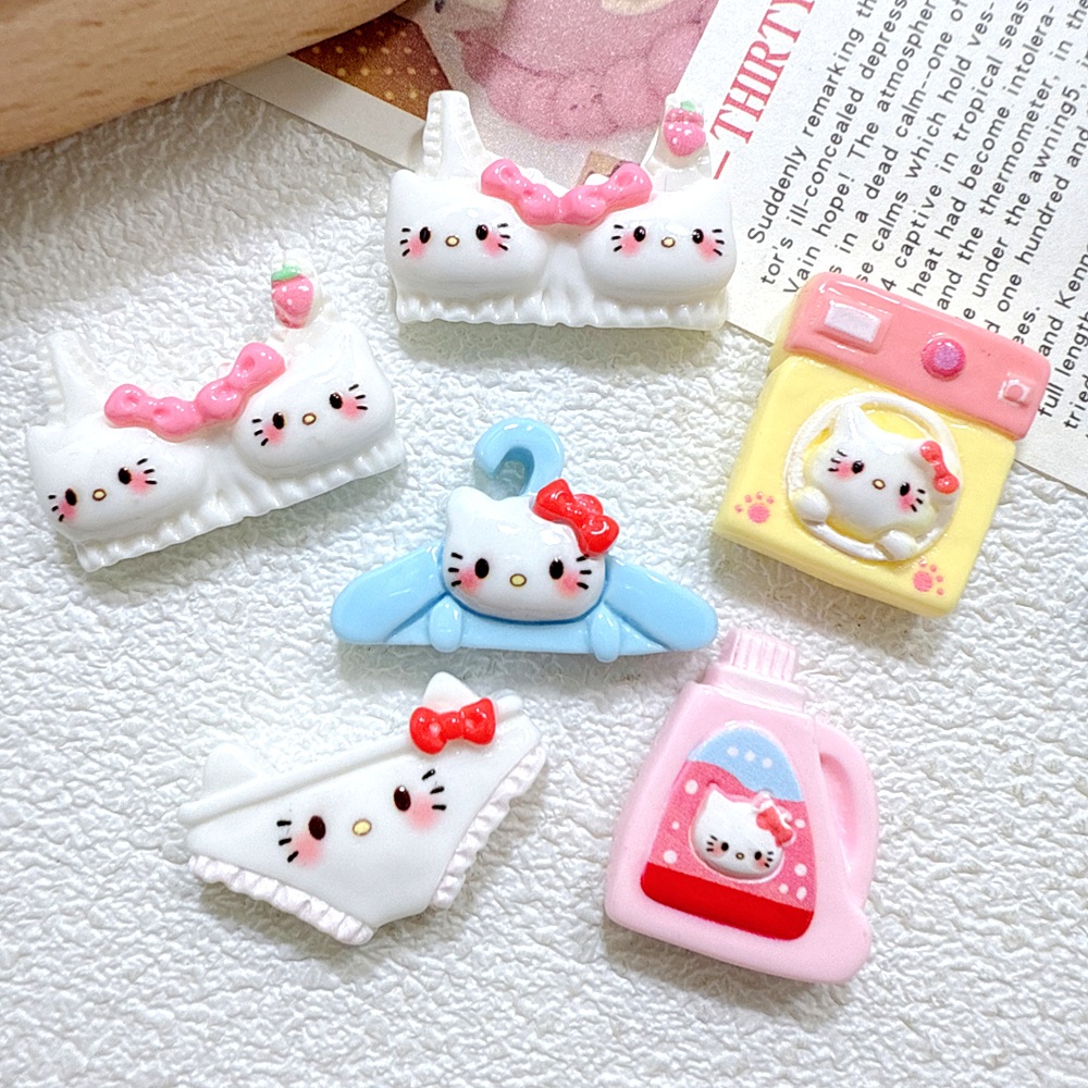 만화 헬로 키티 세탁기 세탁 액체 옷 선반 시리즈 DIY 수지 액세서리 수제 헤어핀 쥬얼리