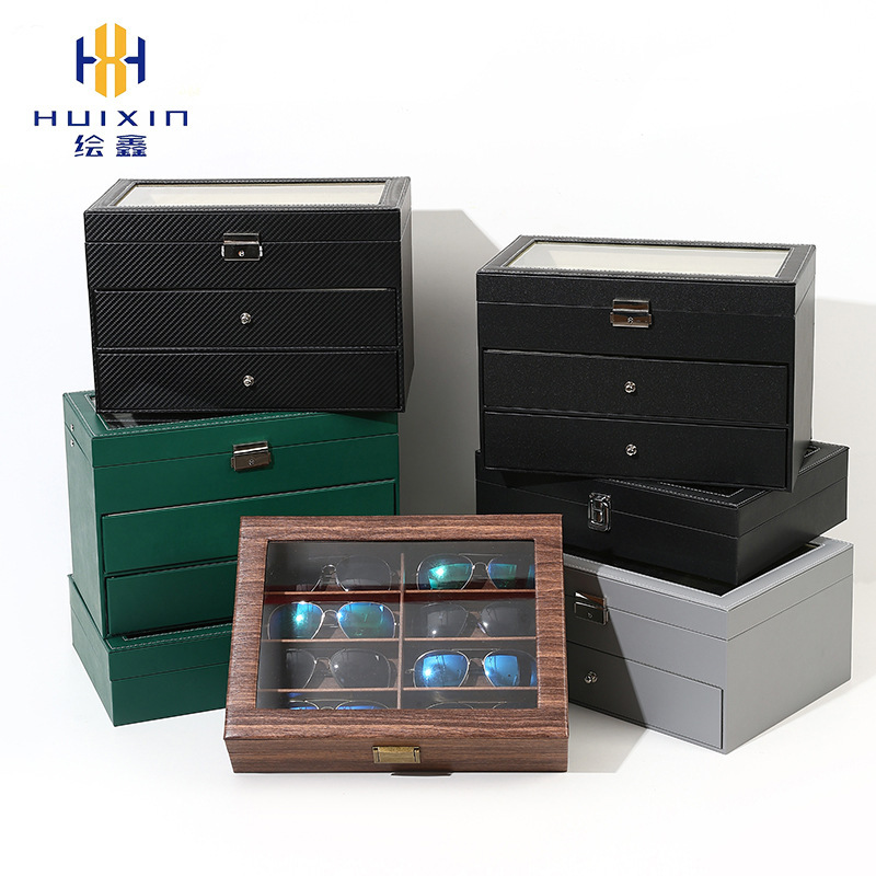 Dust-Proof Multi-Compartment Sunglasses Display and Storage Box, Sunglasses Organizer, Pe Film Manufacturer, Wholesale Jewelry Box in Stock
