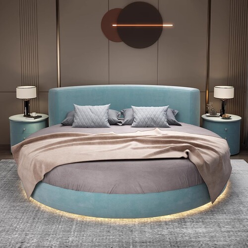 Round Bed Hotel Homestay Princess Erotic Bed Modern Minimalist Large Master Bedroom Leather Bed