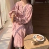 Fuchsia belt, soft warm bathrobe