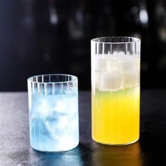 65 ストライプカップメーカー縦ストライプ透明ガラスドリンクカップホームストレートカップ飲料ジュースミルクティーカップ単層