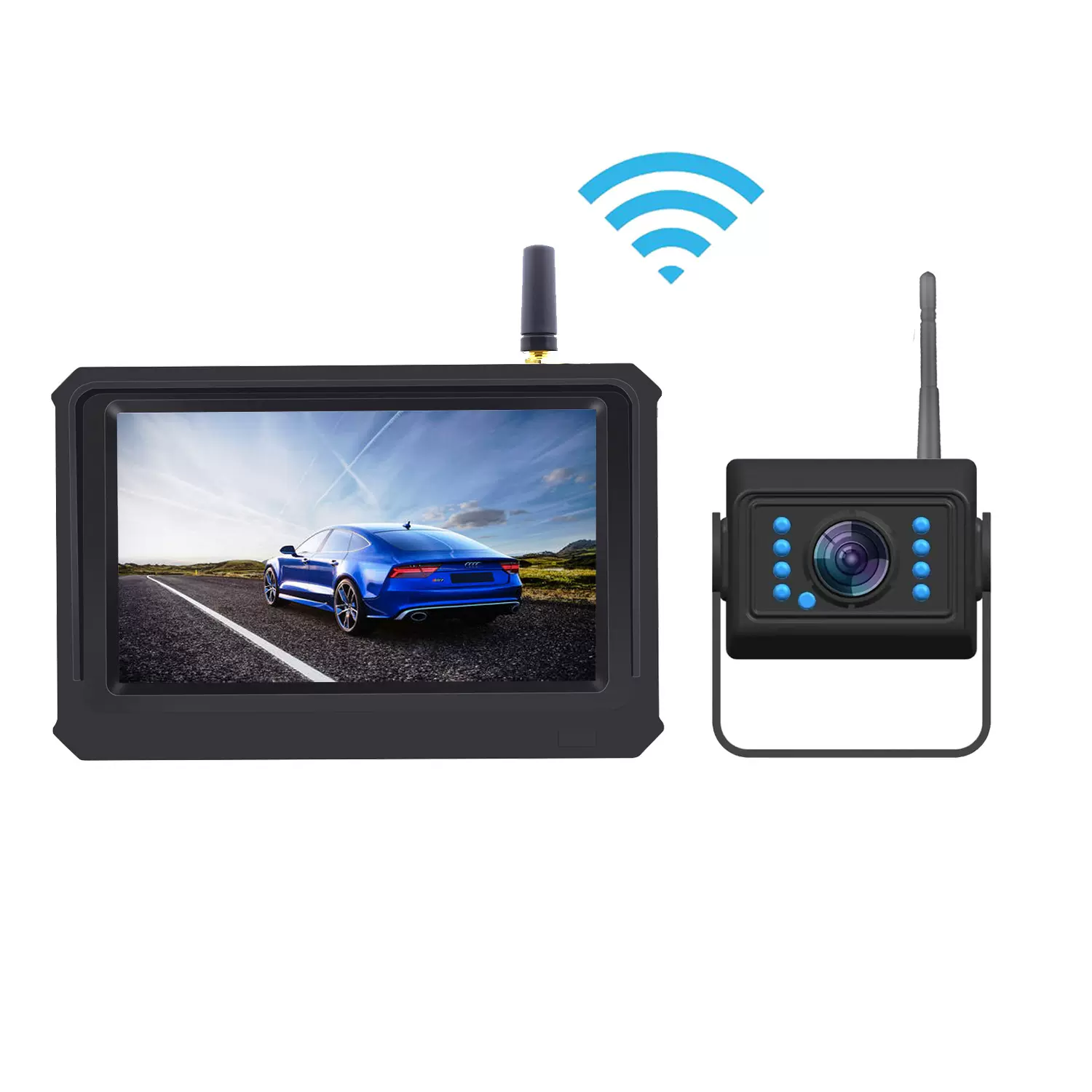 4.3寸5寸超清AHD1080P数字无线倒车后视系统无线200米信号稳定