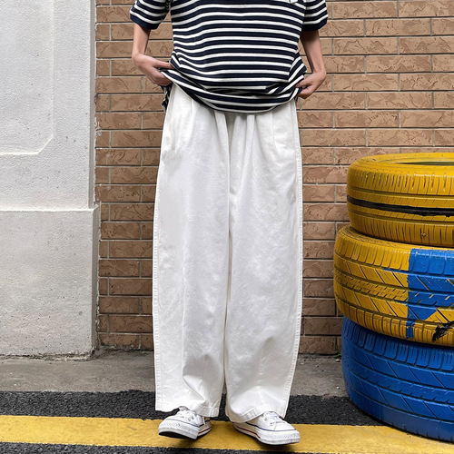 Trendy Instagram Japanese Retro Work Pants for Men, National Trend Straight Leg Loose Wide Leg Pants, Street Style Trendy Brand Casual Long Pants