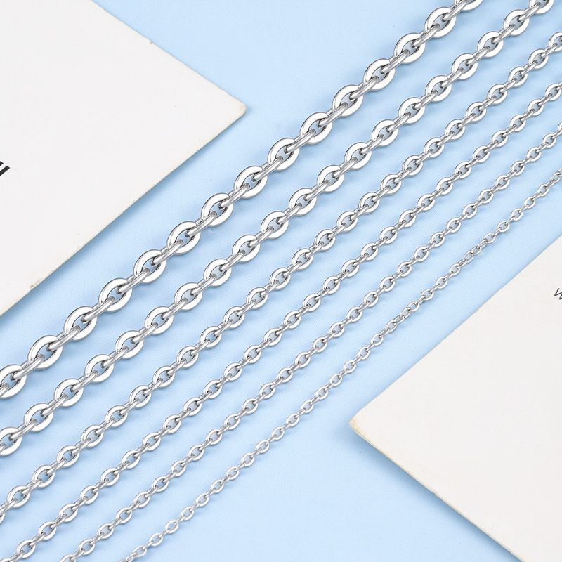 Stainless Steel Oval O-Shaped Cross Chain Fine Chain Handmade DIY Backpack Chain Bracelet Necklace Fashion Jewelry Accessories