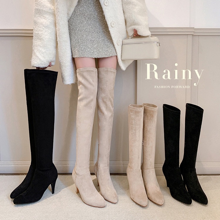 Retro brown high boots heels