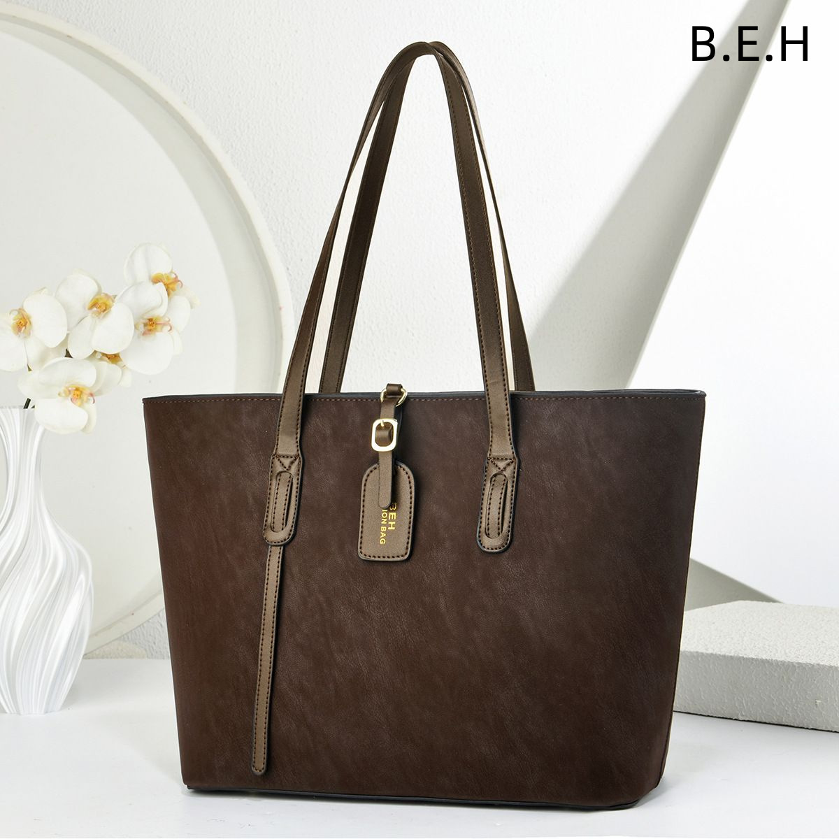 Bolso Tote al Hombro Retro de PU de Gran Capacidad con Cierre de Cremallera para Uso Diario