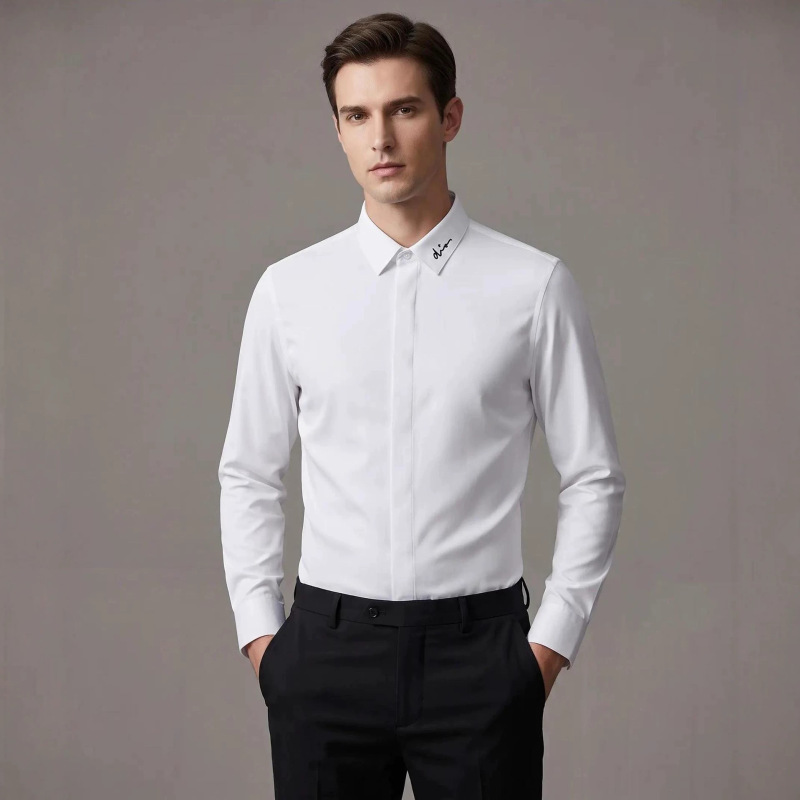 Casual Trendy Long-Sleeved Shirt Men's Pure Color Business Fashion Handsome Work Shirt Professional Accessible Luxury High-End Formal Wear Casual Trendy Long-Sleeved Shirt Men's Pure Color Business Fashion Handsome Work Shirt Professional Accessible Luxury High-End Formal Wear