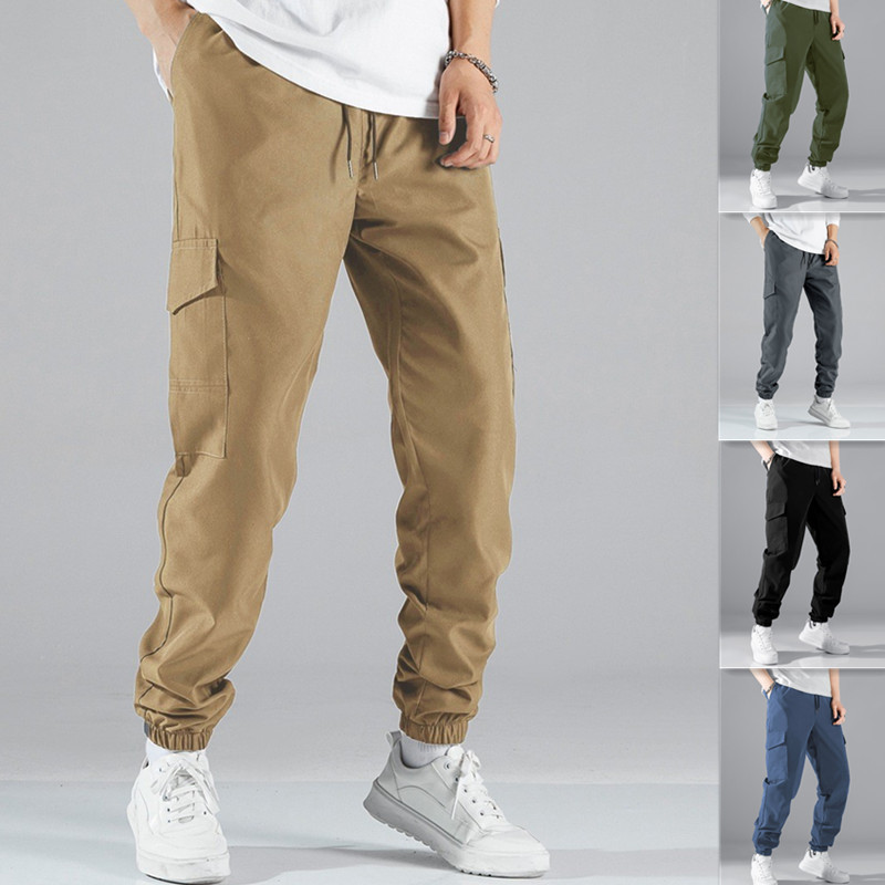 European Size Cross-Border Men's Multi-Pocket Cargo Pants American Functional High Street Trendy Retro Casual Jogger Pants