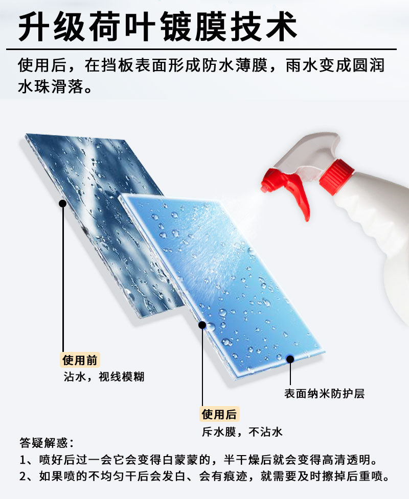 Electric Vehicle Canopy Rainproof Agent, Three-Wheeled Car Front Windshield, Water Repellent and Defogging for Cycling on Rainy Days, Drop Shipping