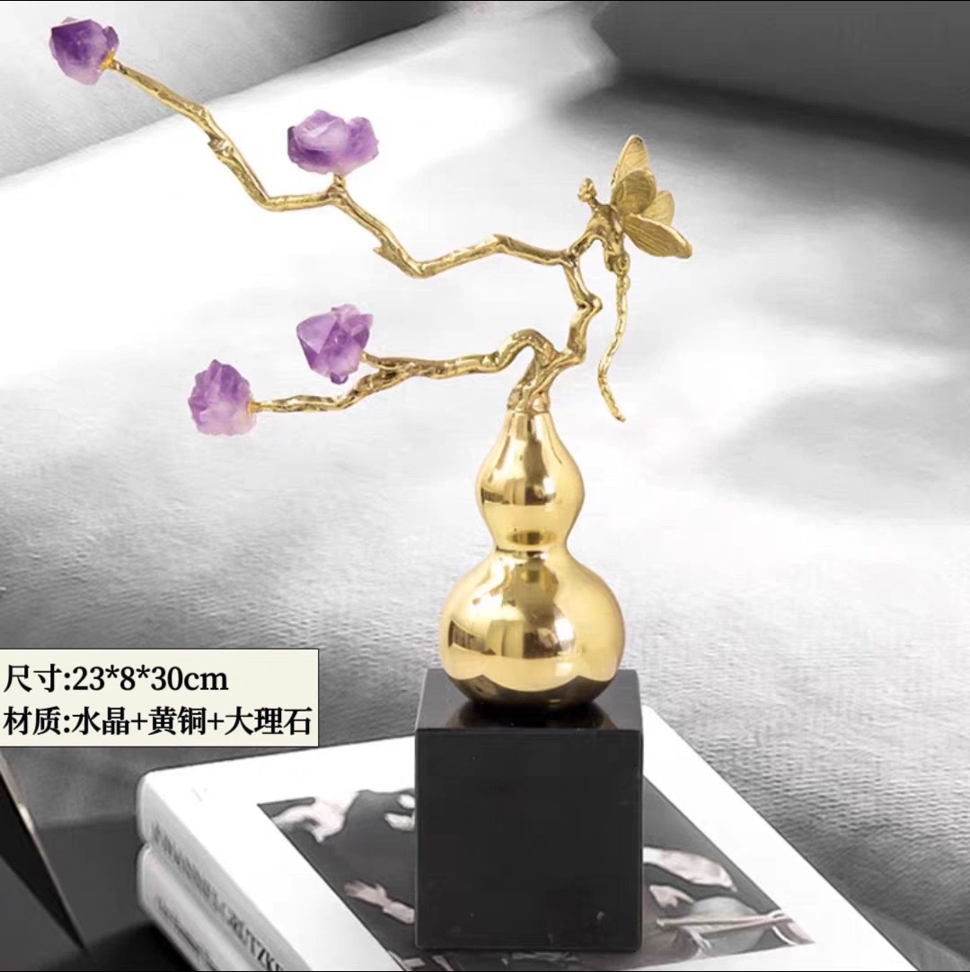 新中式招财黄铜葫芦摆件福禄客厅酒柜电视柜玄关装饰品乔迁礼品
