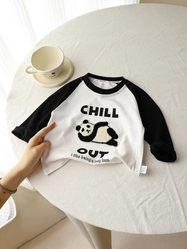 2025 Spring Collection Embroidered Children's T-shirt for Boys, Long Sleeve Spring Outfit, 100% Cotton Base Layer Shirt, Multi-Color for Kids